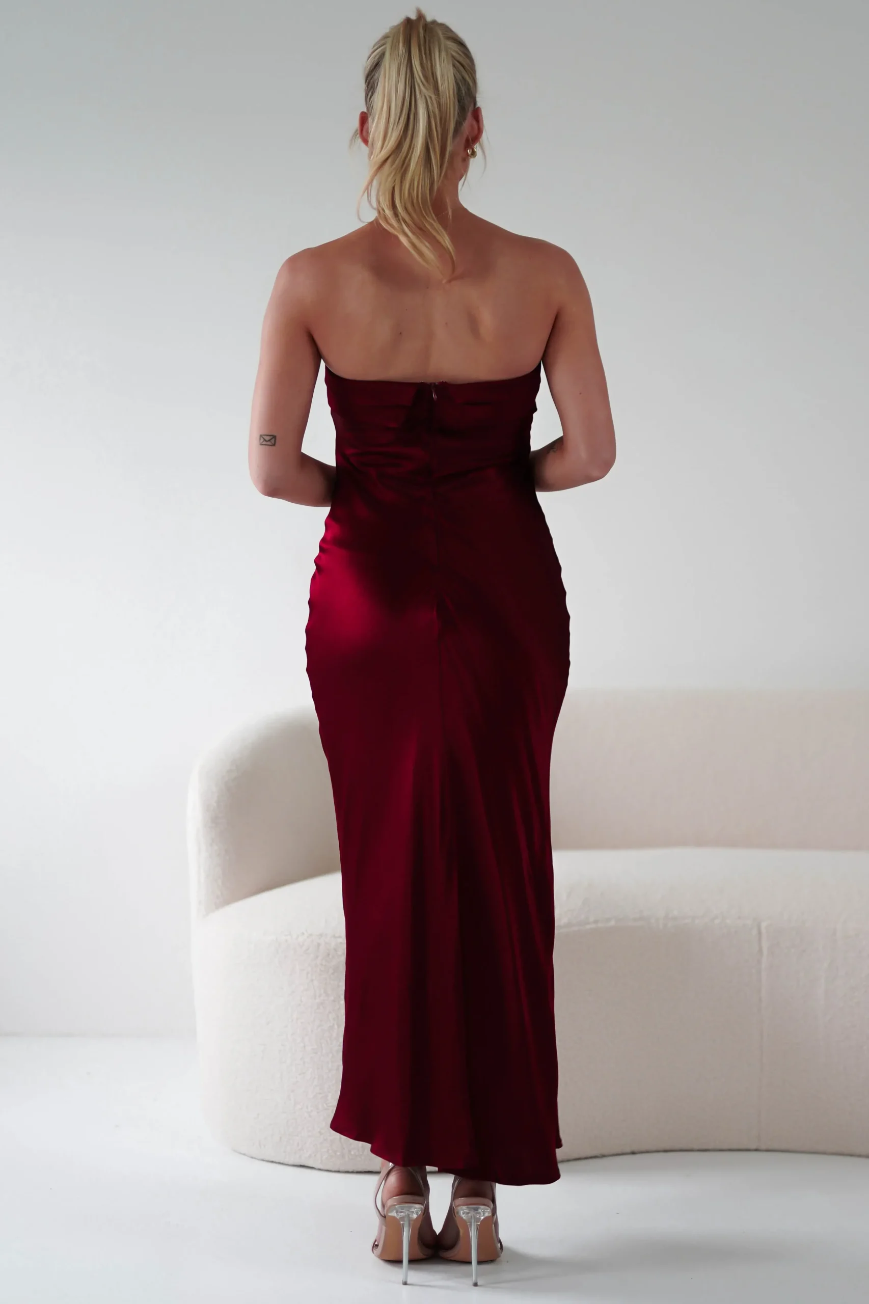 Online Lucia Soft Satin Slip Midi Dress | Wine Mittellange Kleider|Midi-kleider