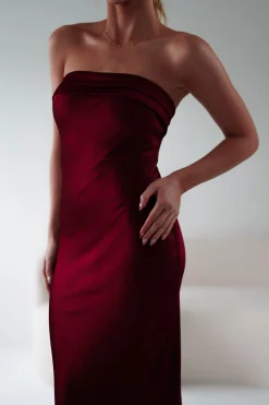 Online Lucia Soft Satin Slip Midi Dress | Wine Mittellange Kleider|Midi-kleider