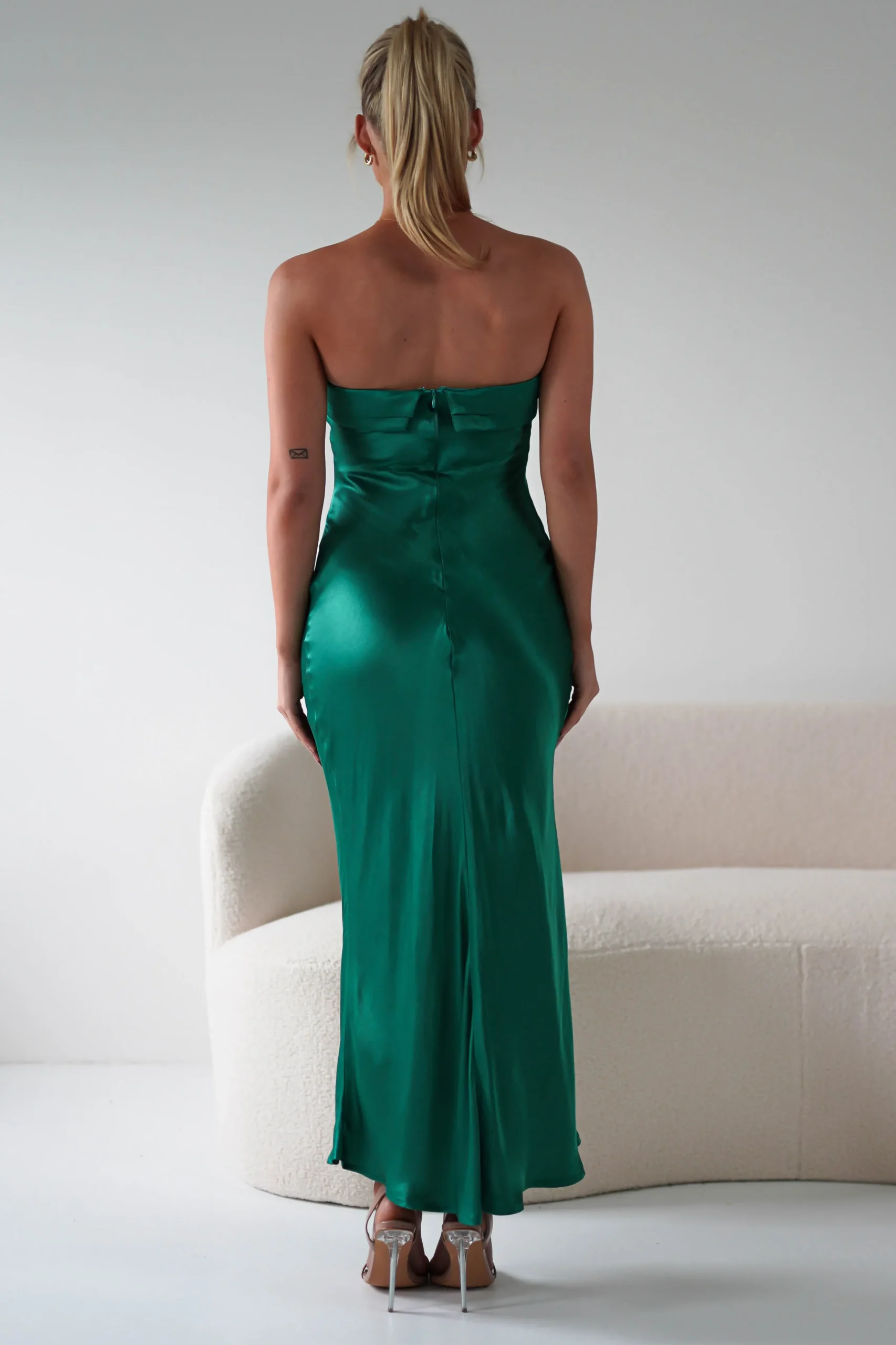 Sale Lucia Soft Satin Slip Midi Dress | Emerald Green Mittellange Kleider|Midi-kleider