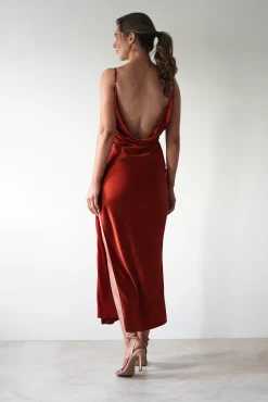 Best Luiza Low Back Satin Maxi Dress | Rust Lange Kleider|Maxikleider