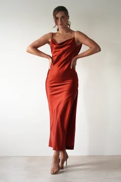 Best Luiza Low Back Satin Maxi Dress | Rust Lange Kleider|Maxikleider