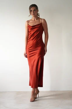 Best Luiza Low Back Satin Maxi Dress | Rust Lange Kleider|Maxikleider