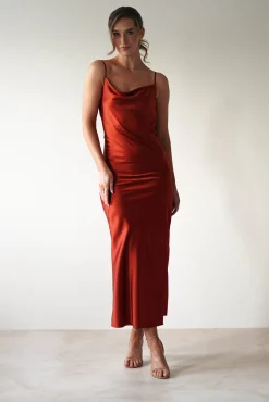 Best Luiza Low Back Satin Maxi Dress | Rust Lange Kleider|Maxikleider