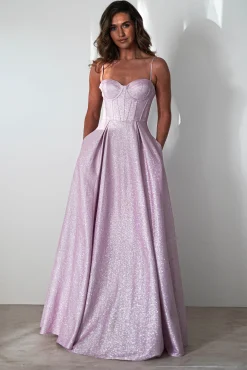 New Luna Glitter Corset Aline Gown | Pink Sommerkleider|Sommerkleider