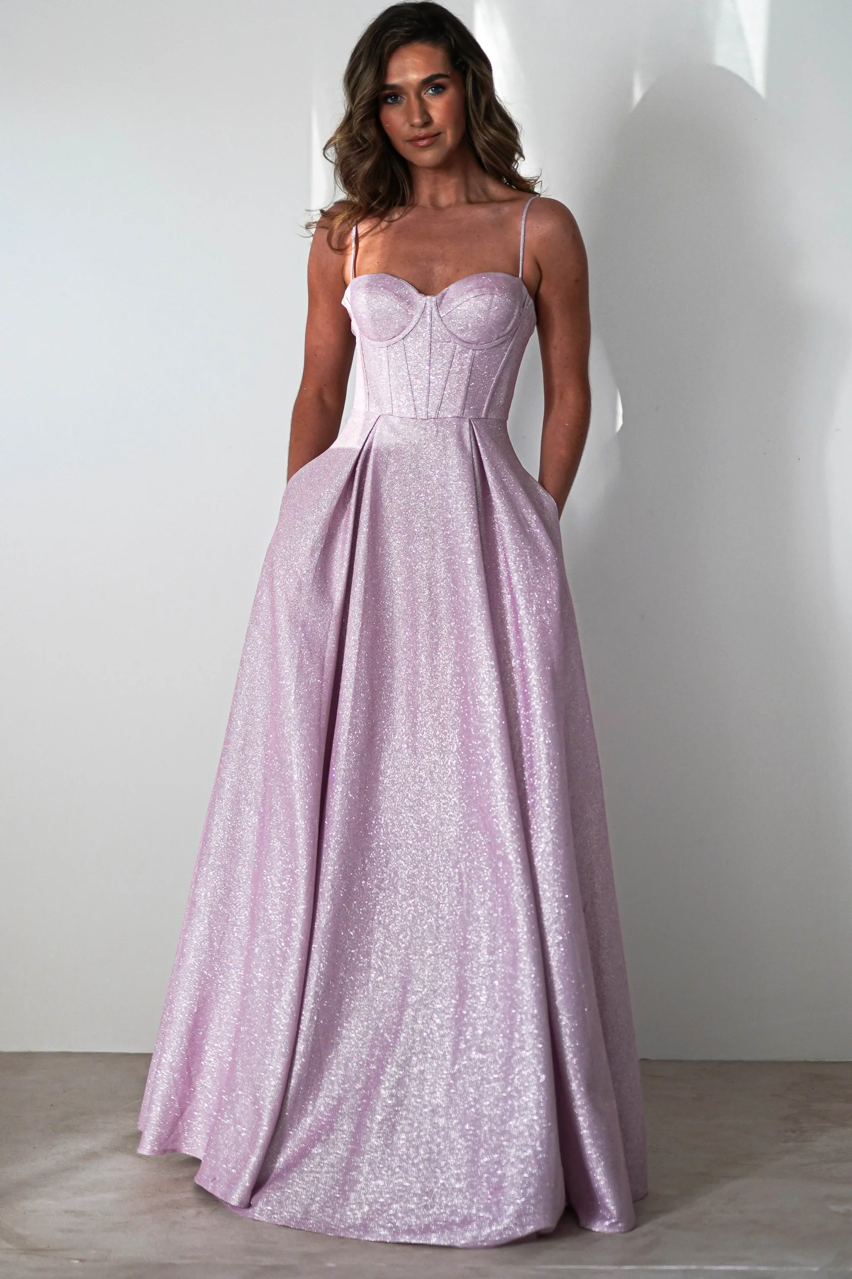 New Luna Glitter Corset Aline Gown | Pink Sommerkleider|Sommerkleider