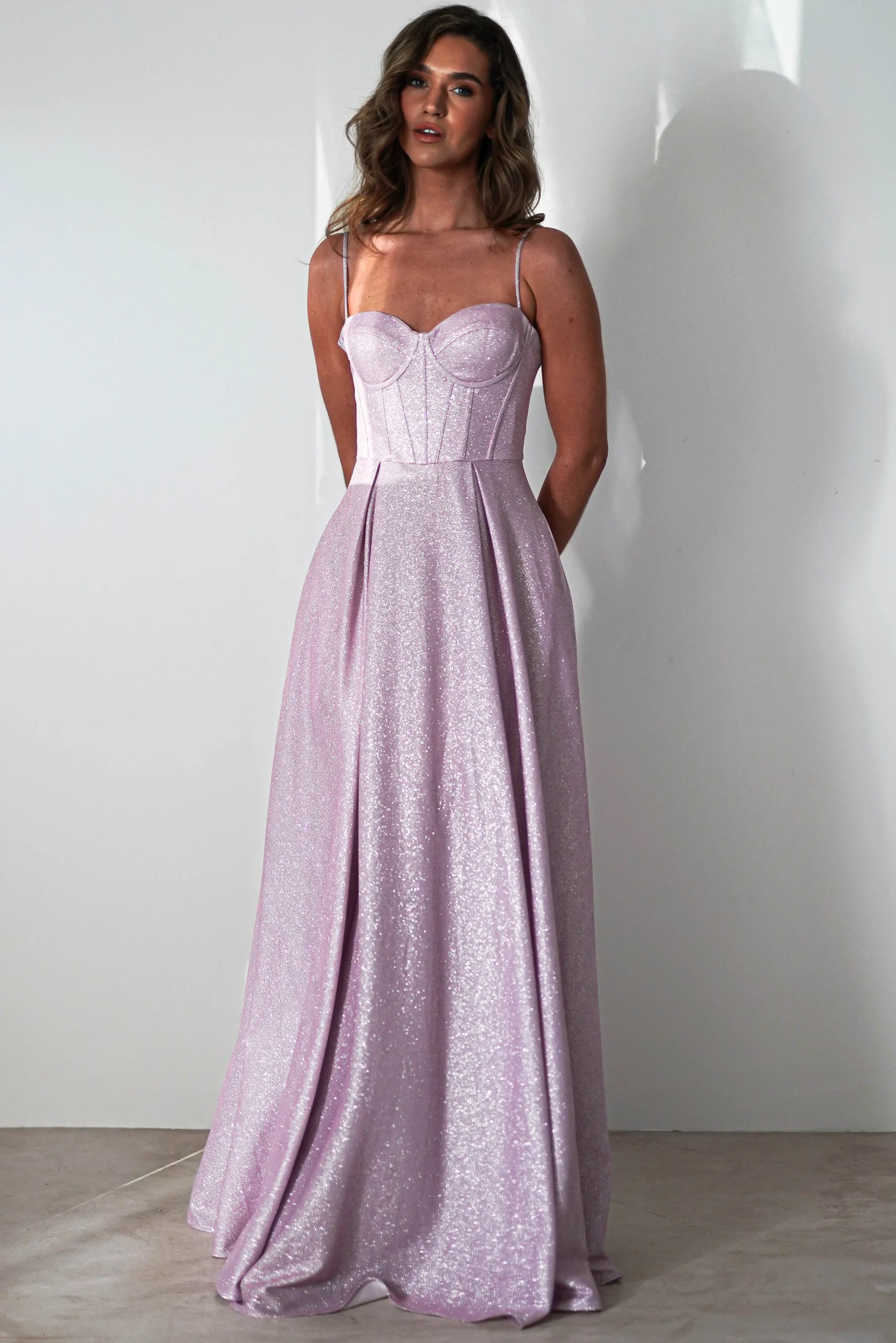New Luna Glitter Corset Aline Gown | Pink Sommerkleider|Sommerkleider