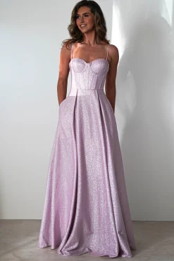 New Luna Glitter Corset Aline Gown | Pink Sommerkleider|Sommerkleider