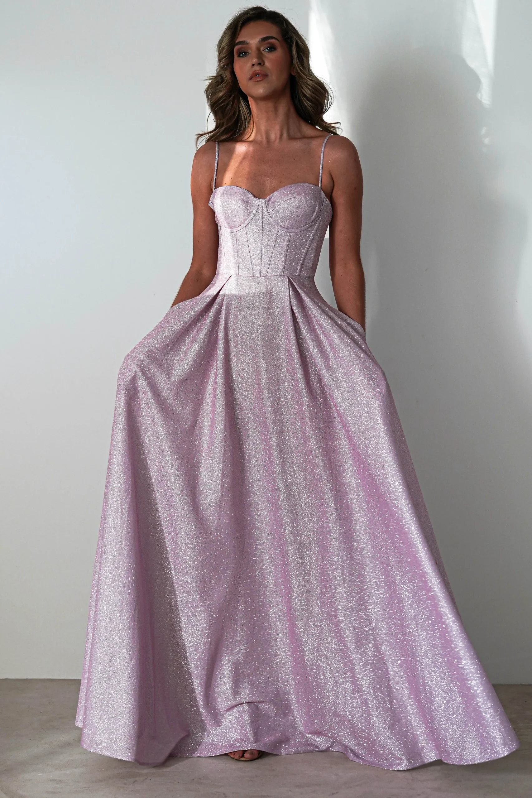 New Luna Glitter Corset Aline Gown | Pink Sommerkleider|Sommerkleider