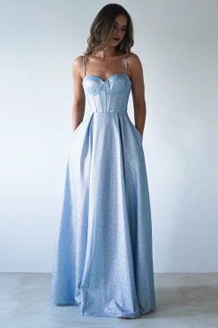 Sale Luna Glitter Corset Aline Gown | Blue Sommerkleider|Sommerkleider