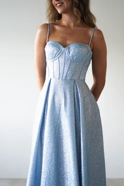 Sale Luna Glitter Corset Aline Gown | Blue Sommerkleider|Sommerkleider