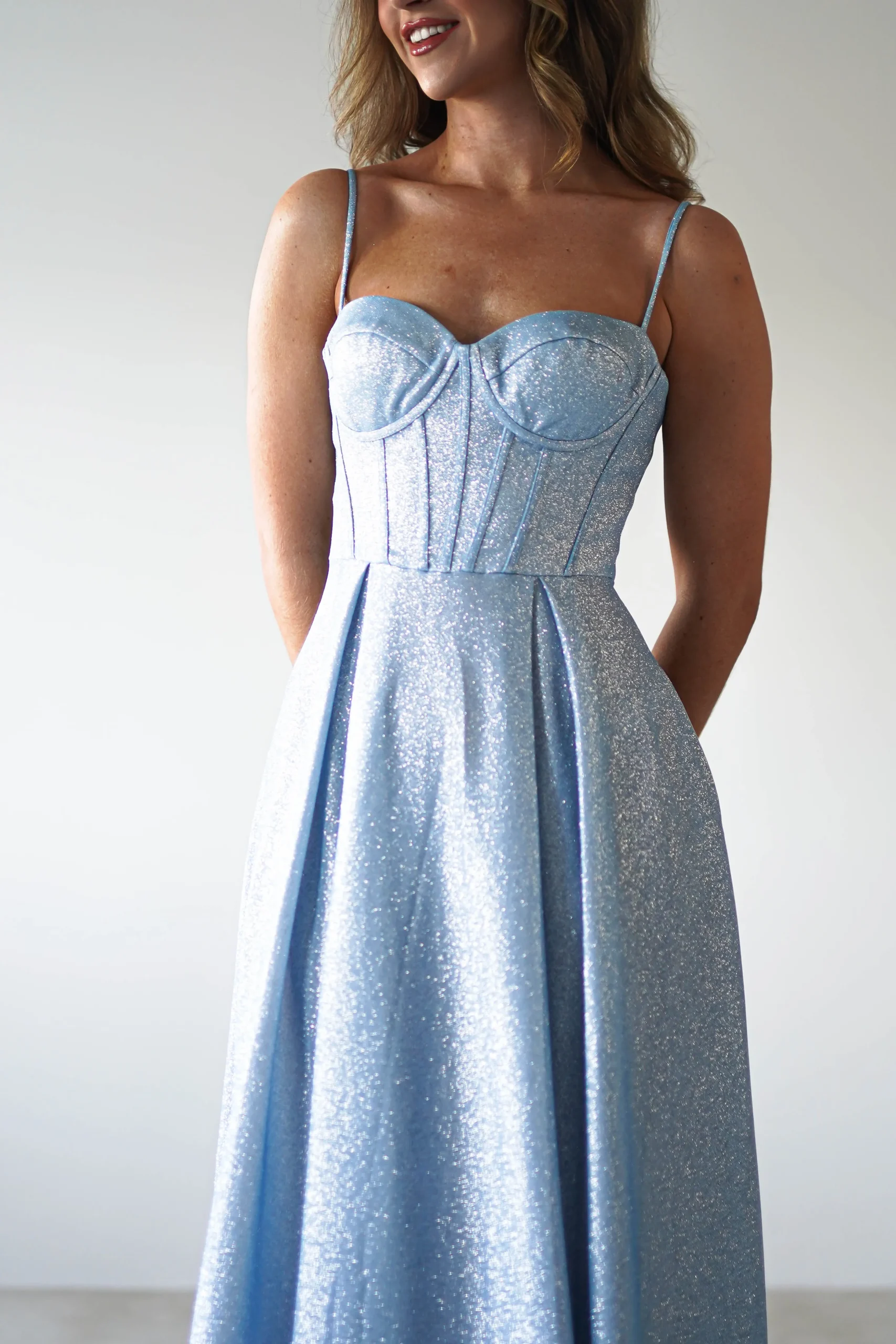 Sale Luna Glitter Corset Aline Gown | Blue Sommerkleider|Sommerkleider