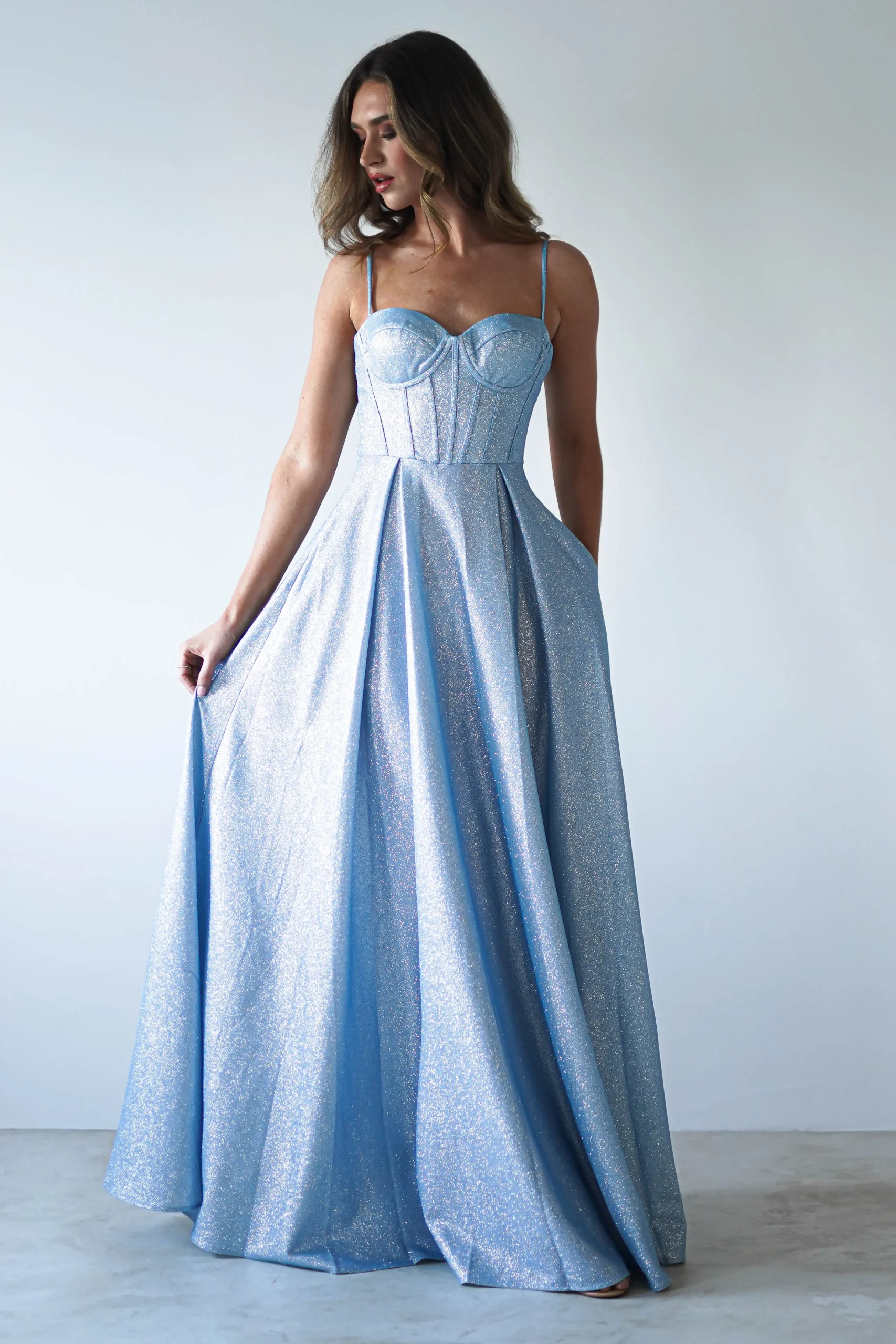 Sale Luna Glitter Corset Aline Gown | Blue Sommerkleider|Sommerkleider
