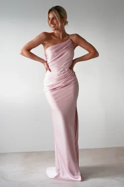 Fashion Lyra Soft Matte Satin Maxi Dress | Blush Pink Lange Kleider|Maxikleider