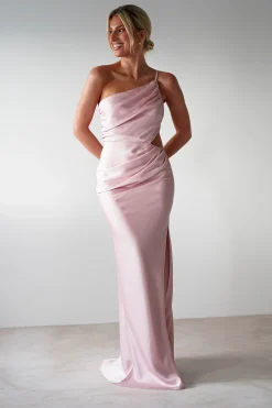 Fashion Lyra Soft Matte Satin Maxi Dress | Blush Pink Lange Kleider|Maxikleider