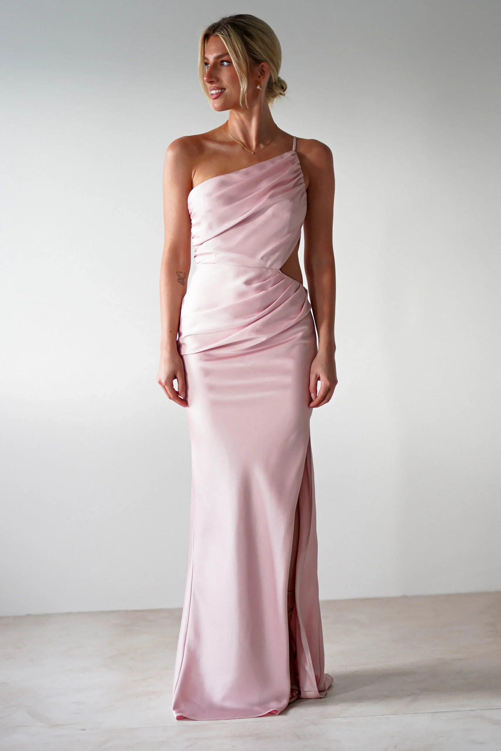 Fashion Lyra Soft Matte Satin Maxi Dress | Blush Pink Lange Kleider|Maxikleider