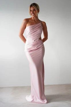 Fashion Lyra Soft Matte Satin Maxi Dress | Blush Pink Lange Kleider|Maxikleider