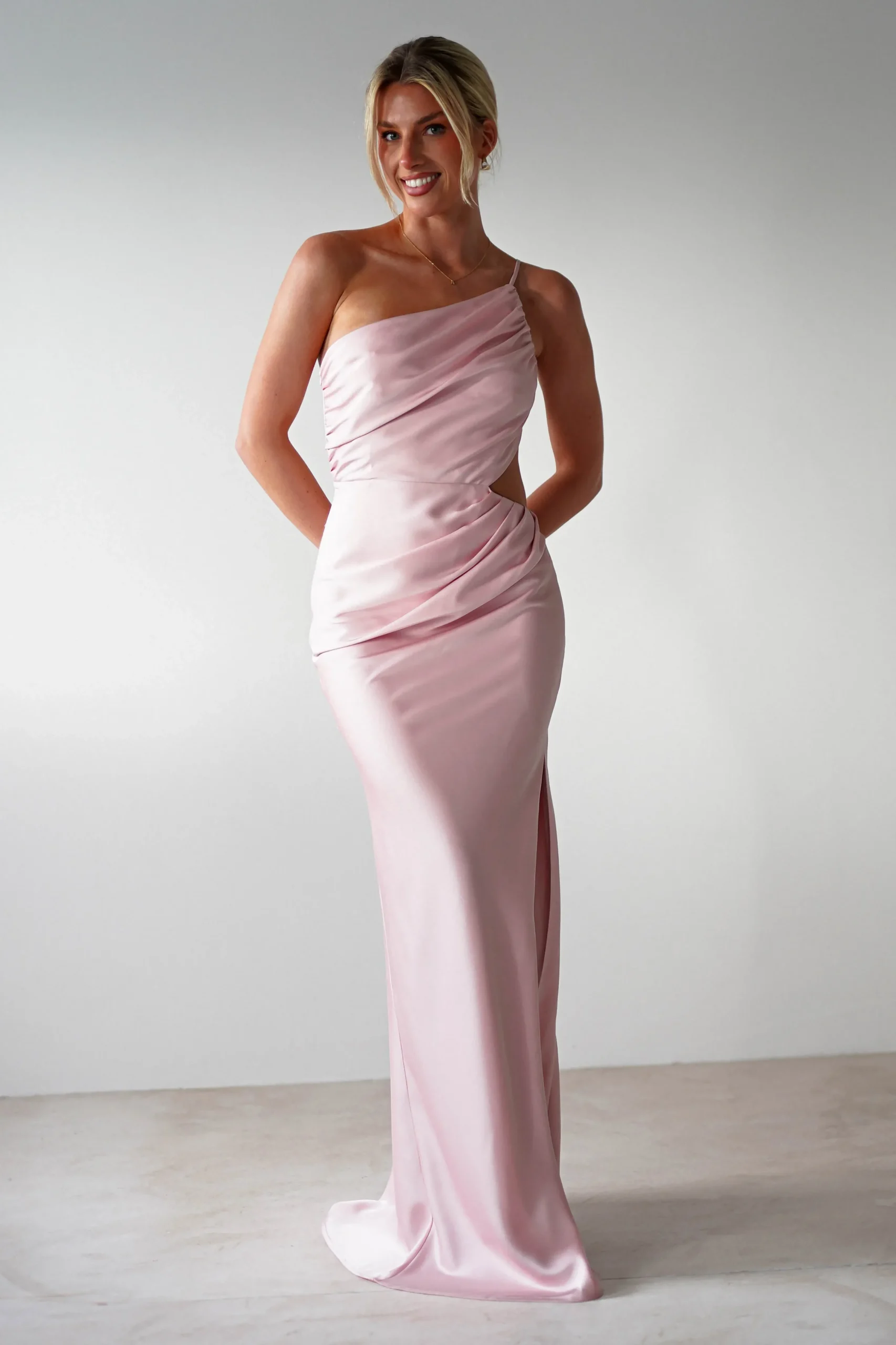 Fashion Lyra Soft Matte Satin Maxi Dress | Blush Pink Lange Kleider|Maxikleider