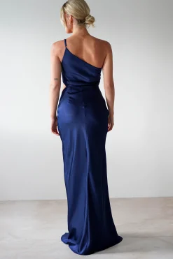 Sale Lyra Soft Matte Satin Maxi Dress | Navy Lange Kleider|Maxikleider