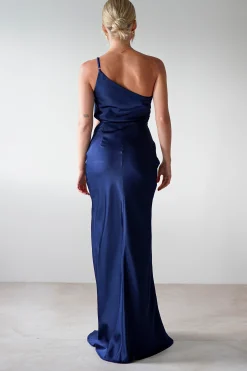 Sale Lyra Soft Matte Satin Maxi Dress | Navy Lange Kleider|Maxikleider