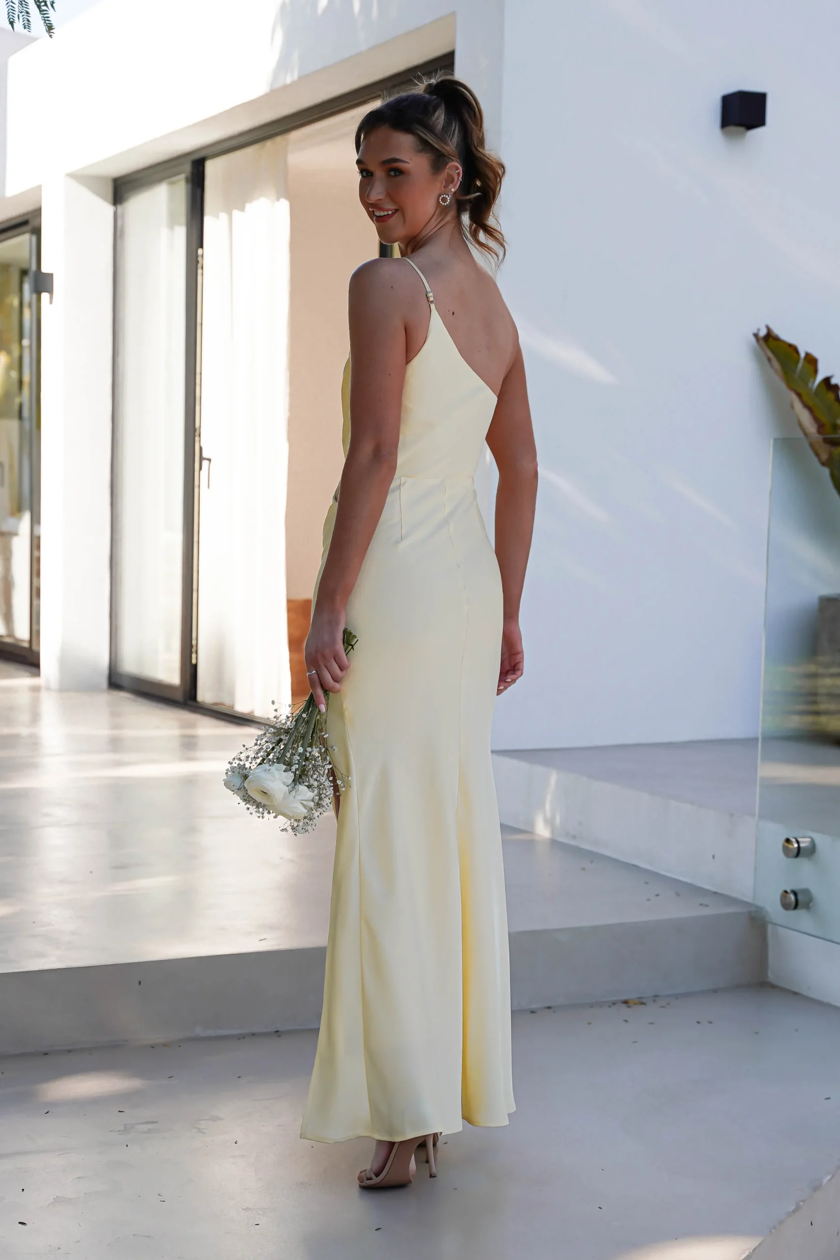 Fashion Lyra Soft Matte Satin Maxi Dress | Yellow Lange Kleider|Maxikleider