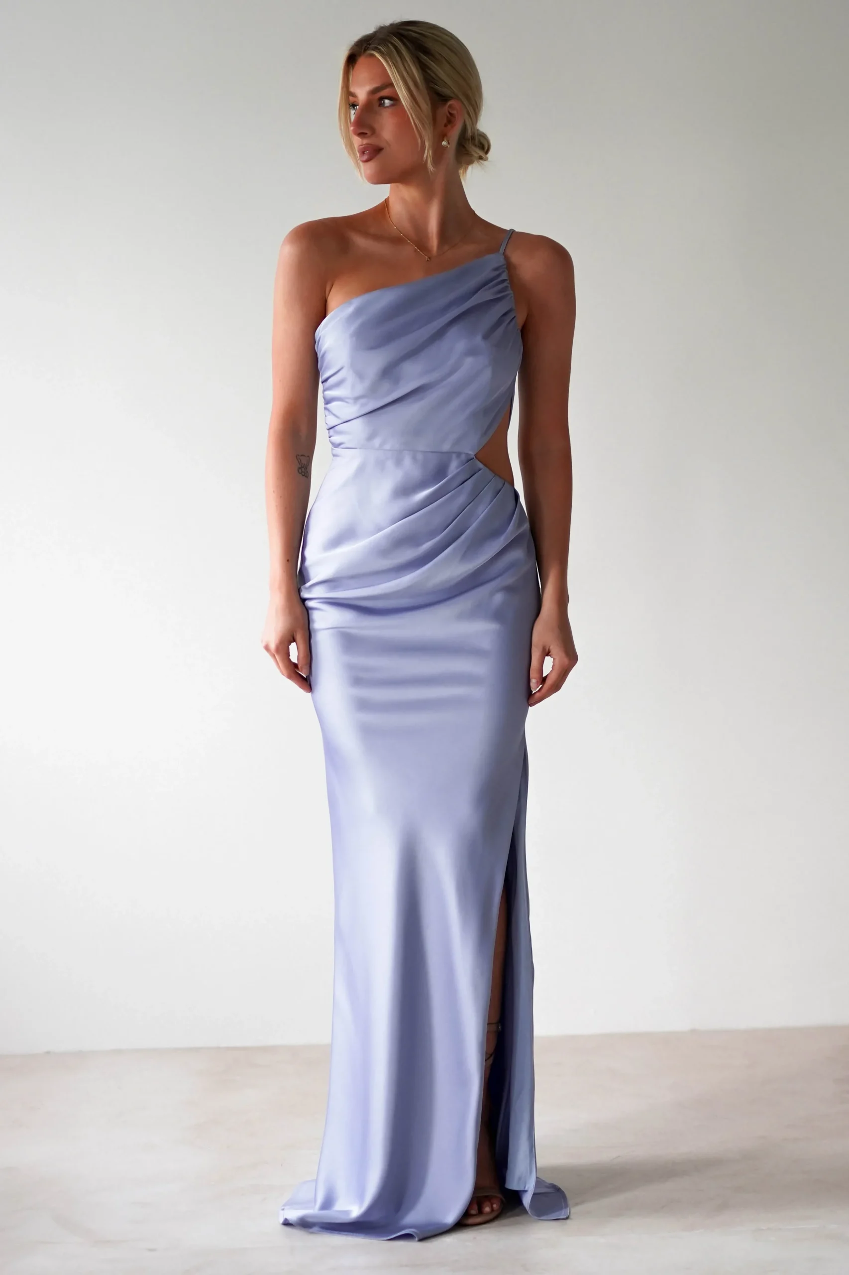 New Lyra Soft Matte Satin Maxi Dress | Periwinkle Blue Lange Kleider|Maxikleider