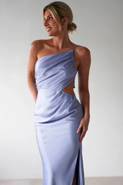 New Lyra Soft Matte Satin Maxi Dress | Periwinkle Blue Lange Kleider|Maxikleider