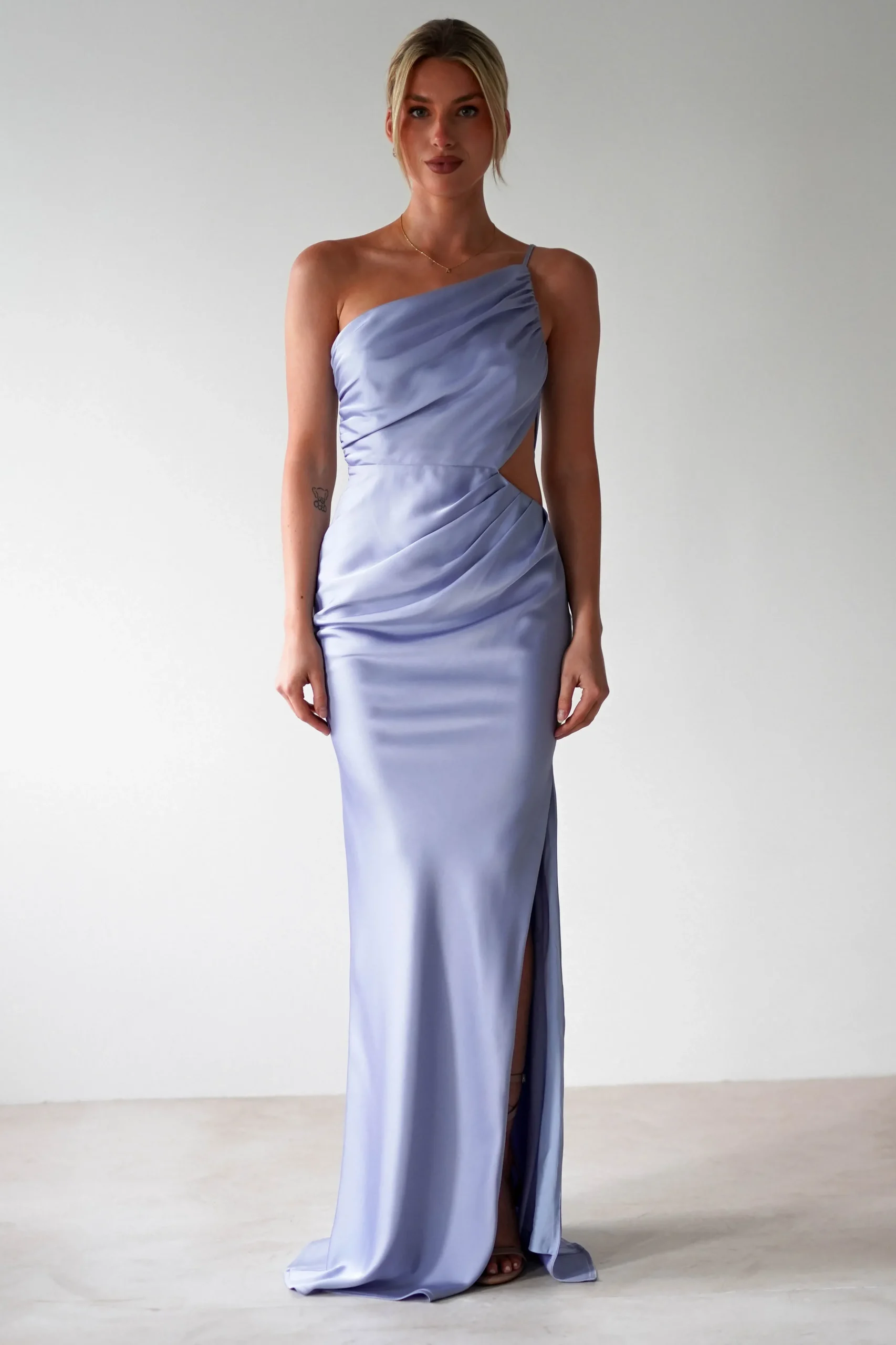 New Lyra Soft Matte Satin Maxi Dress | Periwinkle Blue Lange Kleider|Maxikleider