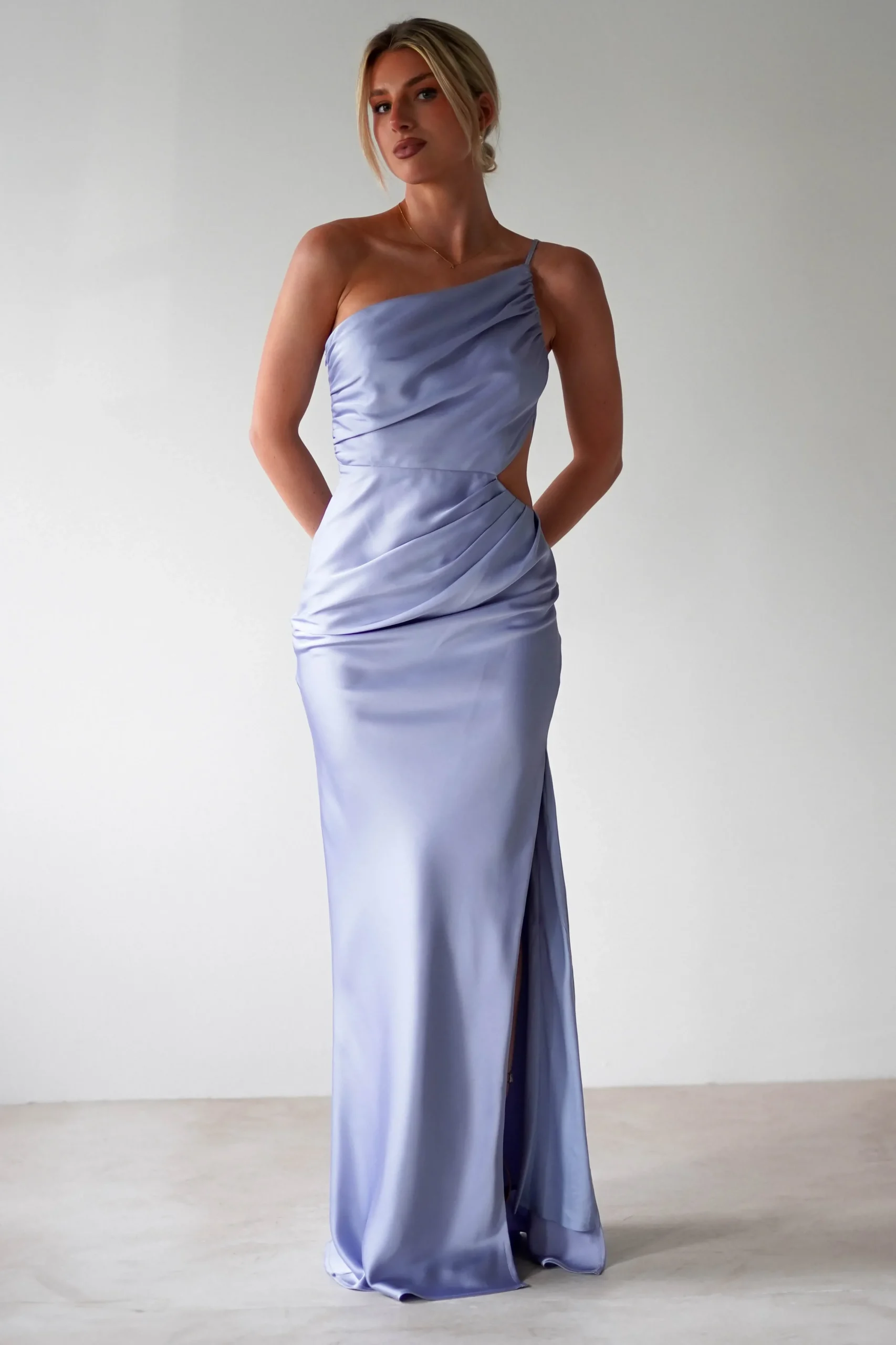 New Lyra Soft Matte Satin Maxi Dress | Periwinkle Blue Lange Kleider|Maxikleider