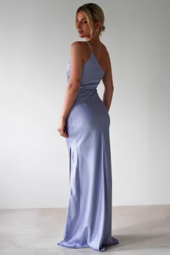 New Lyra Soft Matte Satin Maxi Dress | Periwinkle Blue Lange Kleider|Maxikleider