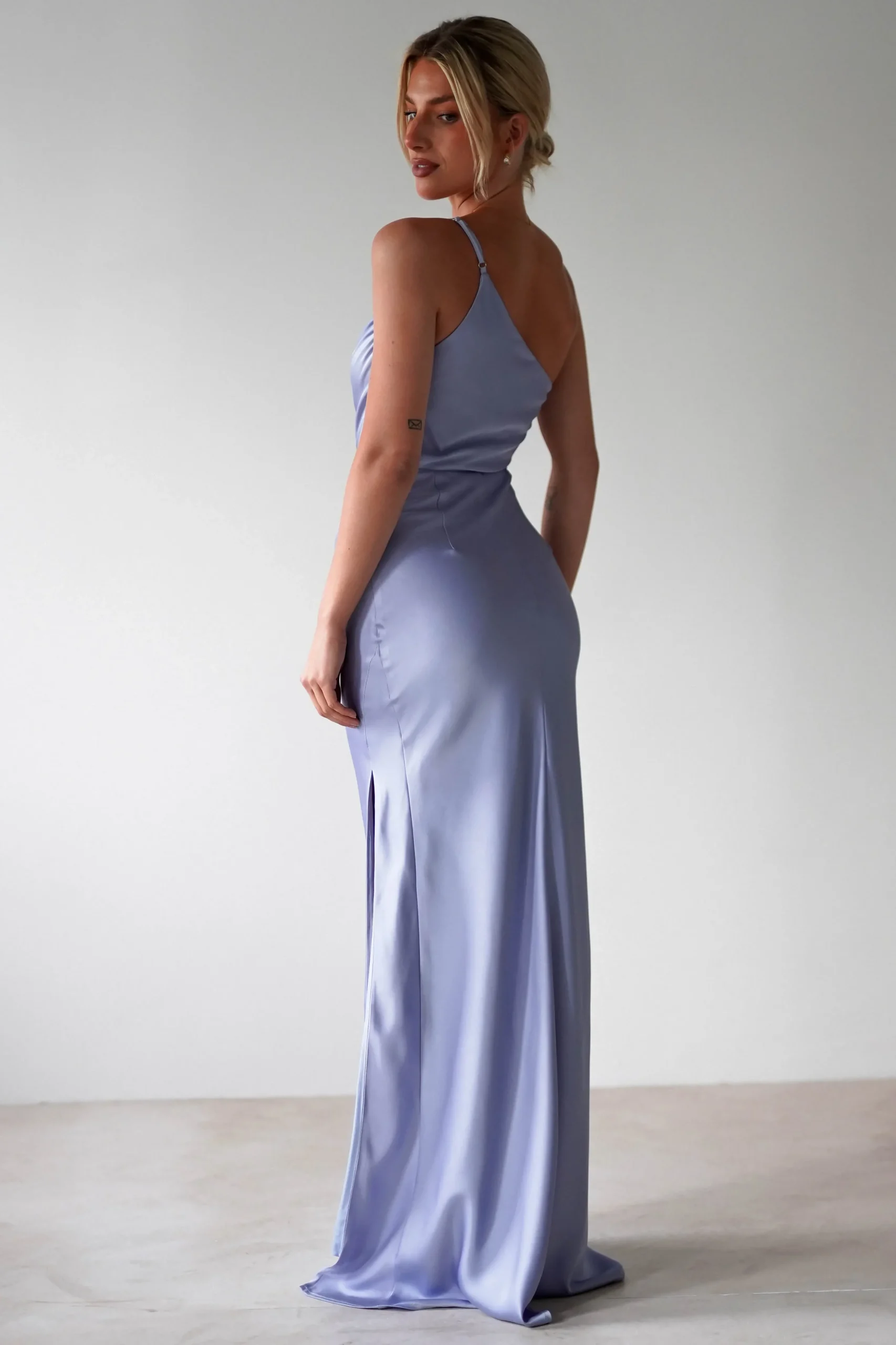 New Lyra Soft Matte Satin Maxi Dress | Periwinkle Blue Lange Kleider|Maxikleider