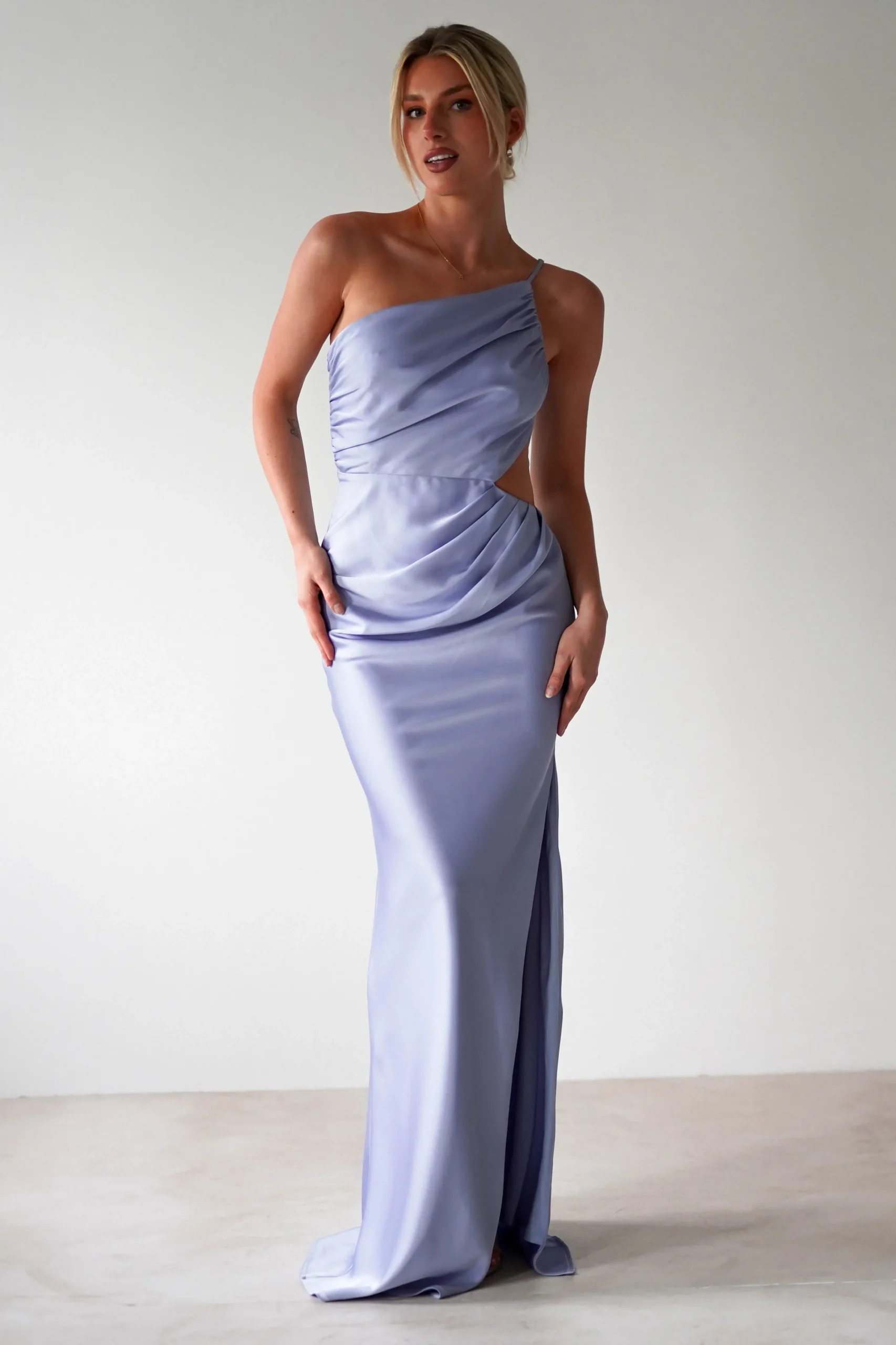 New Lyra Soft Matte Satin Maxi Dress | Periwinkle Blue Lange Kleider|Maxikleider