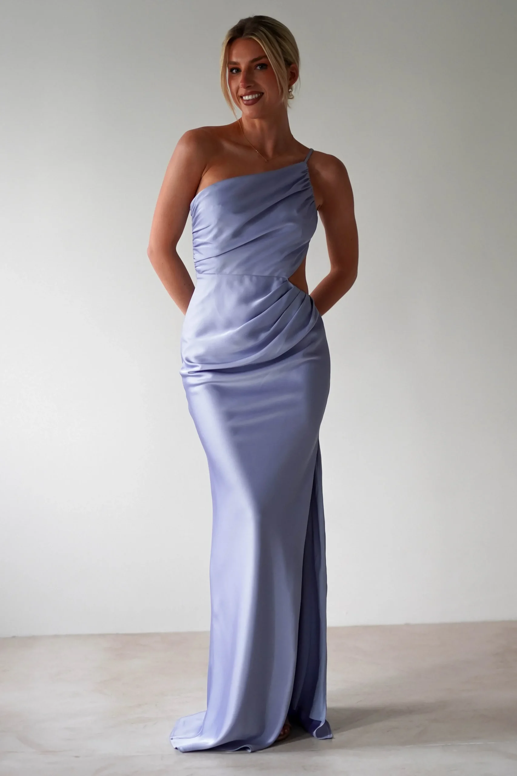 New Lyra Soft Matte Satin Maxi Dress | Periwinkle Blue Lange Kleider|Maxikleider