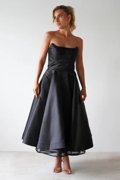 Sale Madison A-Line Midi Dress | Black Lange Kleider|Maxikleider