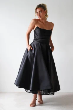 Sale Madison A-Line Midi Dress | Black Lange Kleider|Maxikleider