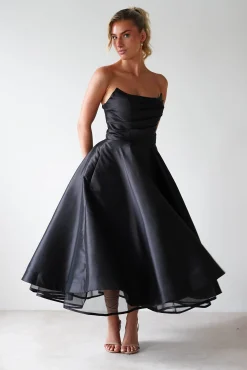 Sale Madison A-Line Midi Dress | Black Lange Kleider|Maxikleider