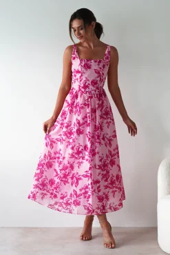Discount Maisie Floral Skater Maxi Dress | Pink Lange Kleider|Maxikleider
