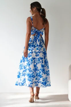 Online Maisie Floral Skater Maxi Dress | Blue Lange Kleider|Maxikleider