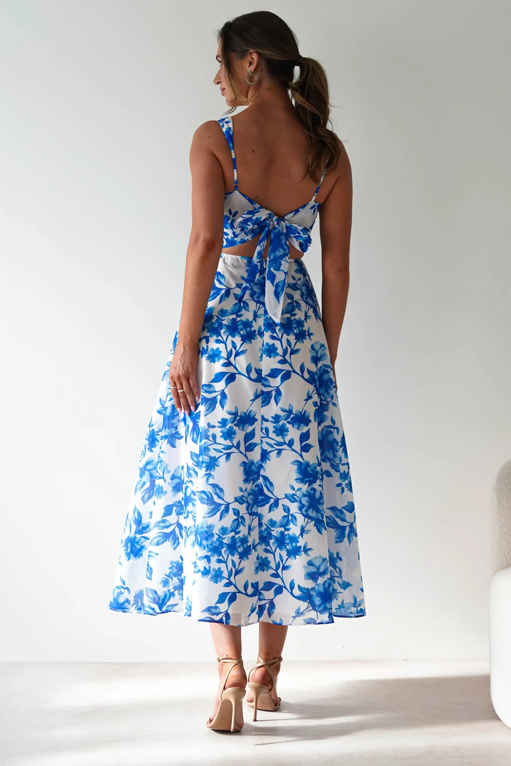 Online Maisie Floral Skater Maxi Dress | Blue Lange Kleider|Maxikleider