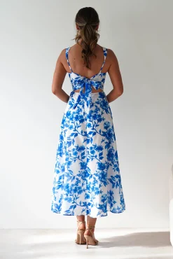 Online Maisie Floral Skater Maxi Dress | Blue Lange Kleider|Maxikleider