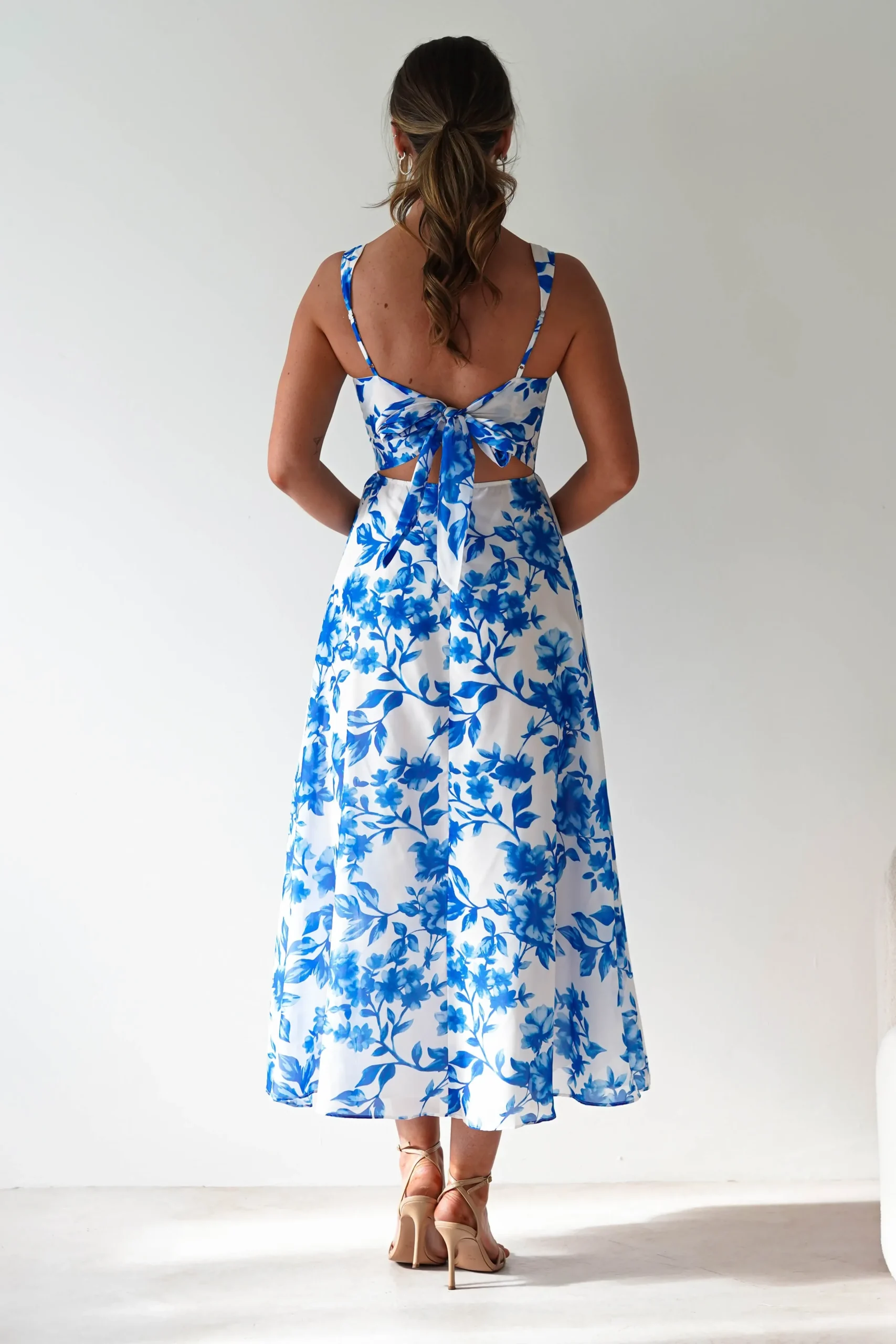 Online Maisie Floral Skater Maxi Dress | Blue Lange Kleider|Maxikleider