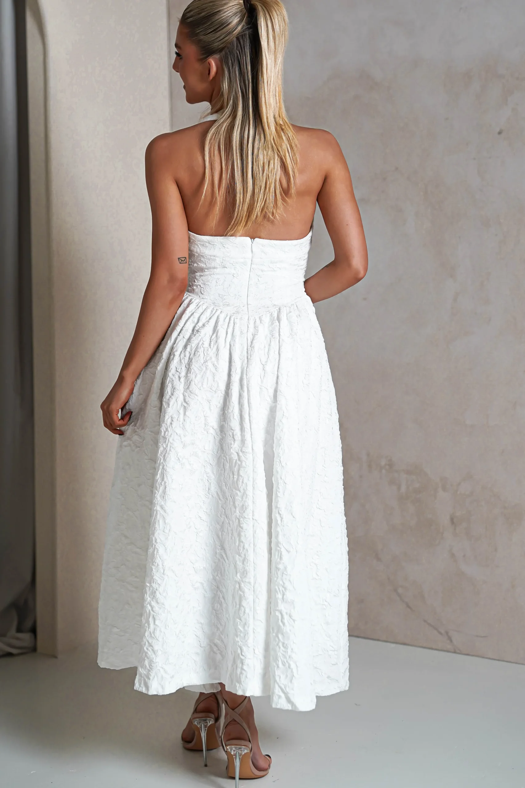 Best Margot Textured Midaxi Dress | White Lange Kleider|Maxikleider