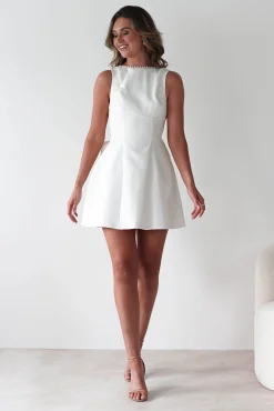 Clearance Maria Pearl Bow Detail Mini Dress | White Kleider In Minilänge|Minikleider