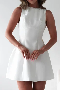 Clearance Maria Pearl Bow Detail Mini Dress | White Kleider In Minilänge|Minikleider