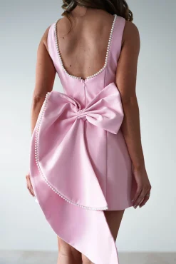 Outlet Maria Pearl Bow Detail Mini Dress | Pink Kleider In Minilänge|Minikleider
