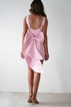 Outlet Maria Pearl Bow Detail Mini Dress | Pink Kleider In Minilänge|Minikleider