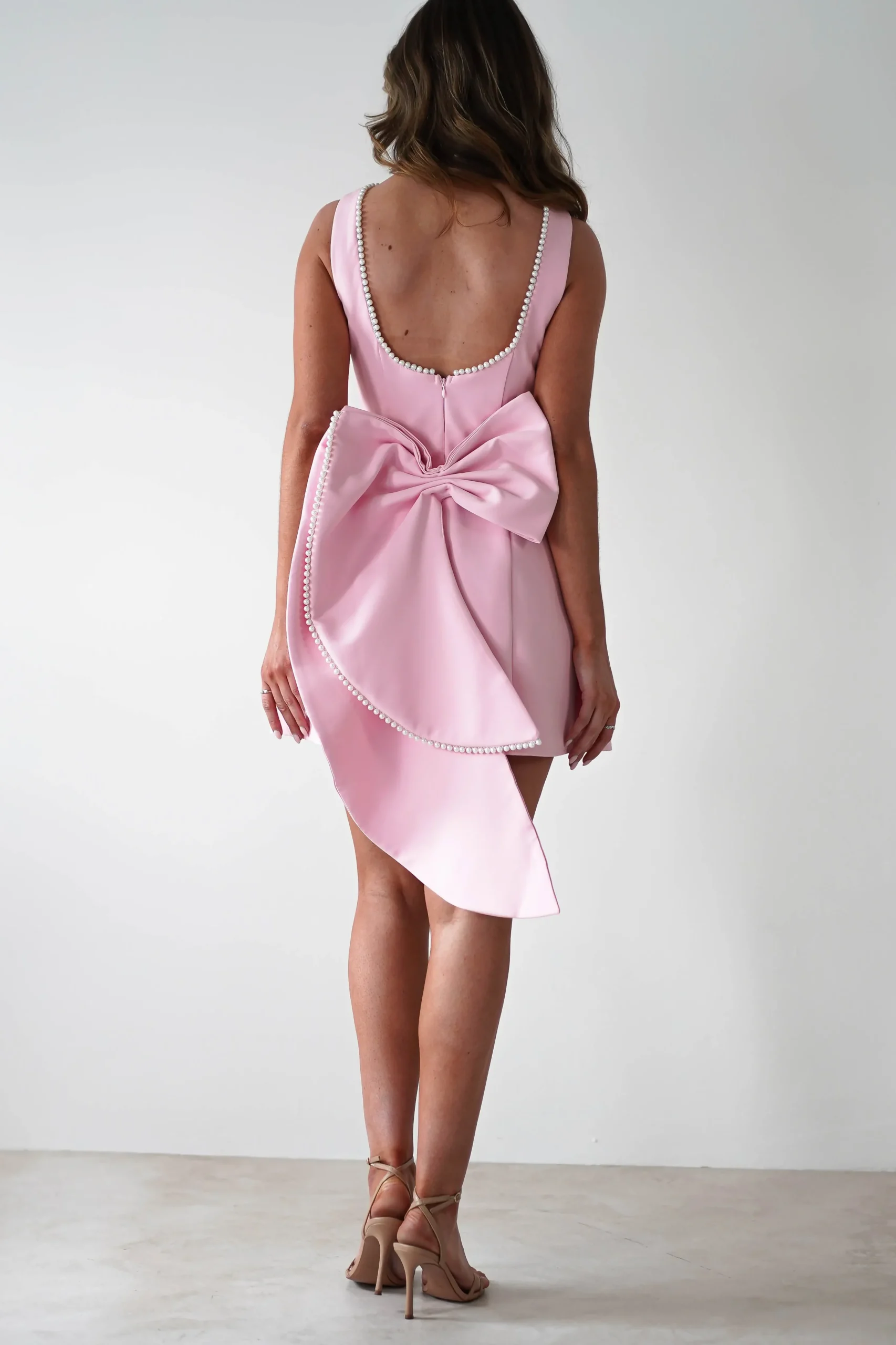Outlet Maria Pearl Bow Detail Mini Dress | Pink Kleider In Minilänge|Minikleider