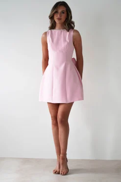 Outlet Maria Pearl Bow Detail Mini Dress | Pink Kleider In Minilänge|Minikleider