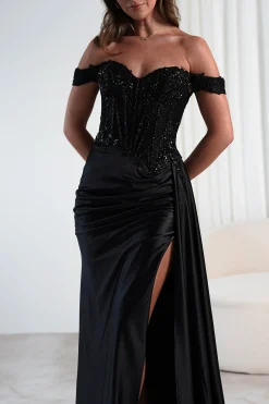Hot Marsela Lace Bodice Gown | Black Sommerkleider|Sommerkleider