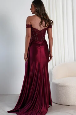 Fashion Marsela Lace Bodice Gown | Burgundy Sommerkleider|Sommerkleider