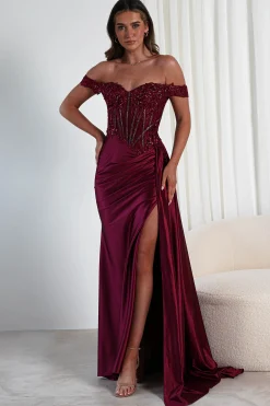 Fashion Marsela Lace Bodice Gown | Burgundy Sommerkleider|Sommerkleider